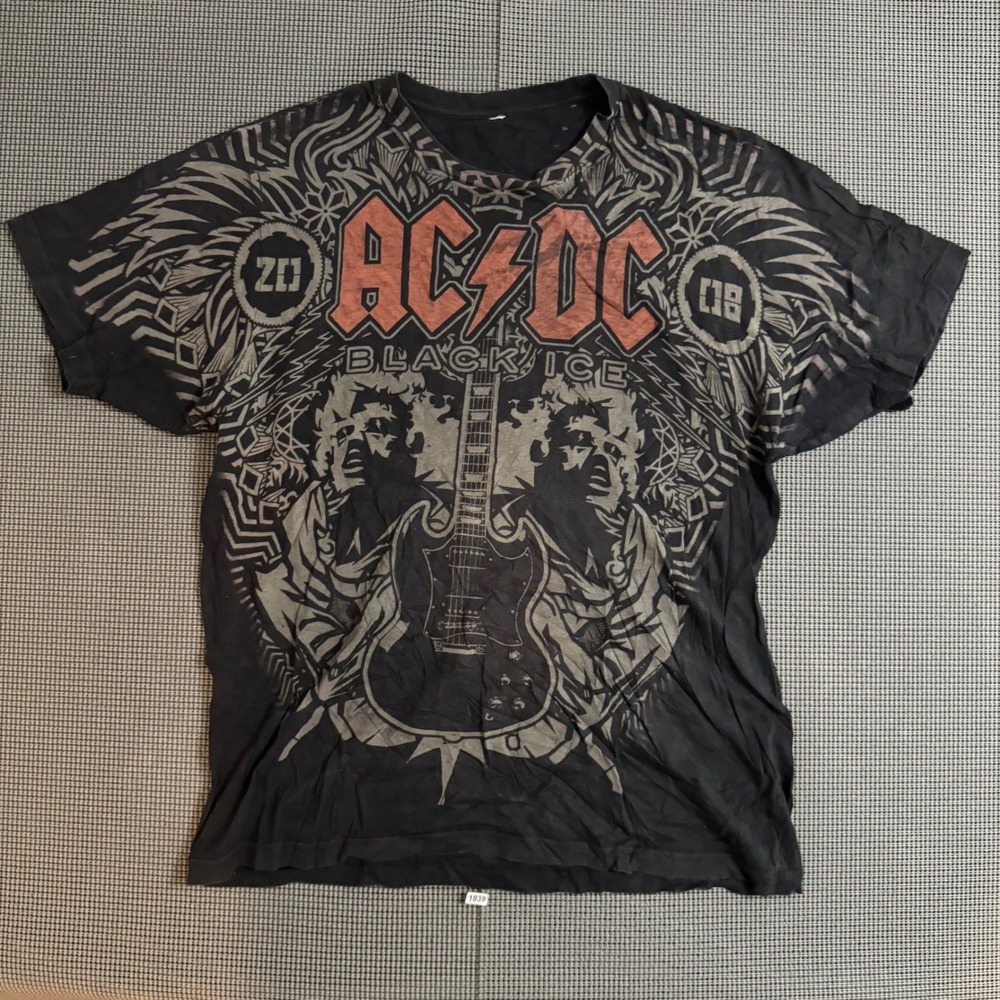 AC/DC Black Ice 2008 World Tour Graphic T-Shirt Mens XL Black Rock Band Tee